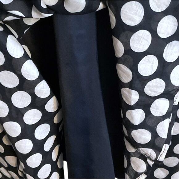 Zara Premium Dress SZ M Cream & Black Spotted Midi Pleated Waist Party Wedding - Picture 9 of 10